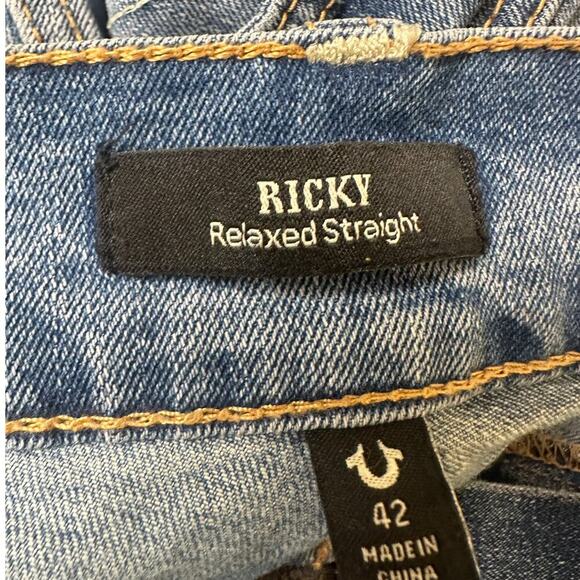 Authentic True Religion Size 42 Ricky Relaxed Straight Light Wash Blue Jean y2k - Picture 2 of 16